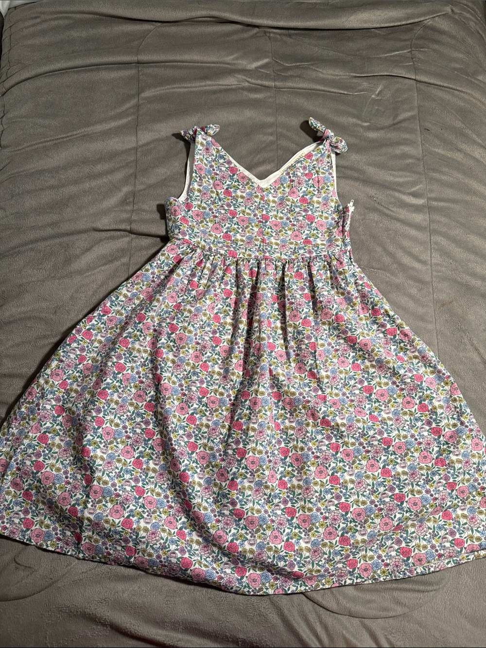 Hope & Henry Linen & organic cotton Pink Floral Tie-Shoulder Sundress Sz 10